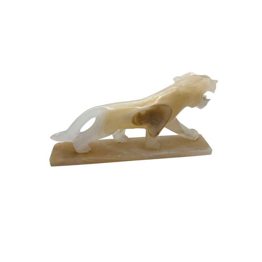 Vintage Carved Marble Cougar Tiger‎ Sculpture Statue Figurine 10' Length
